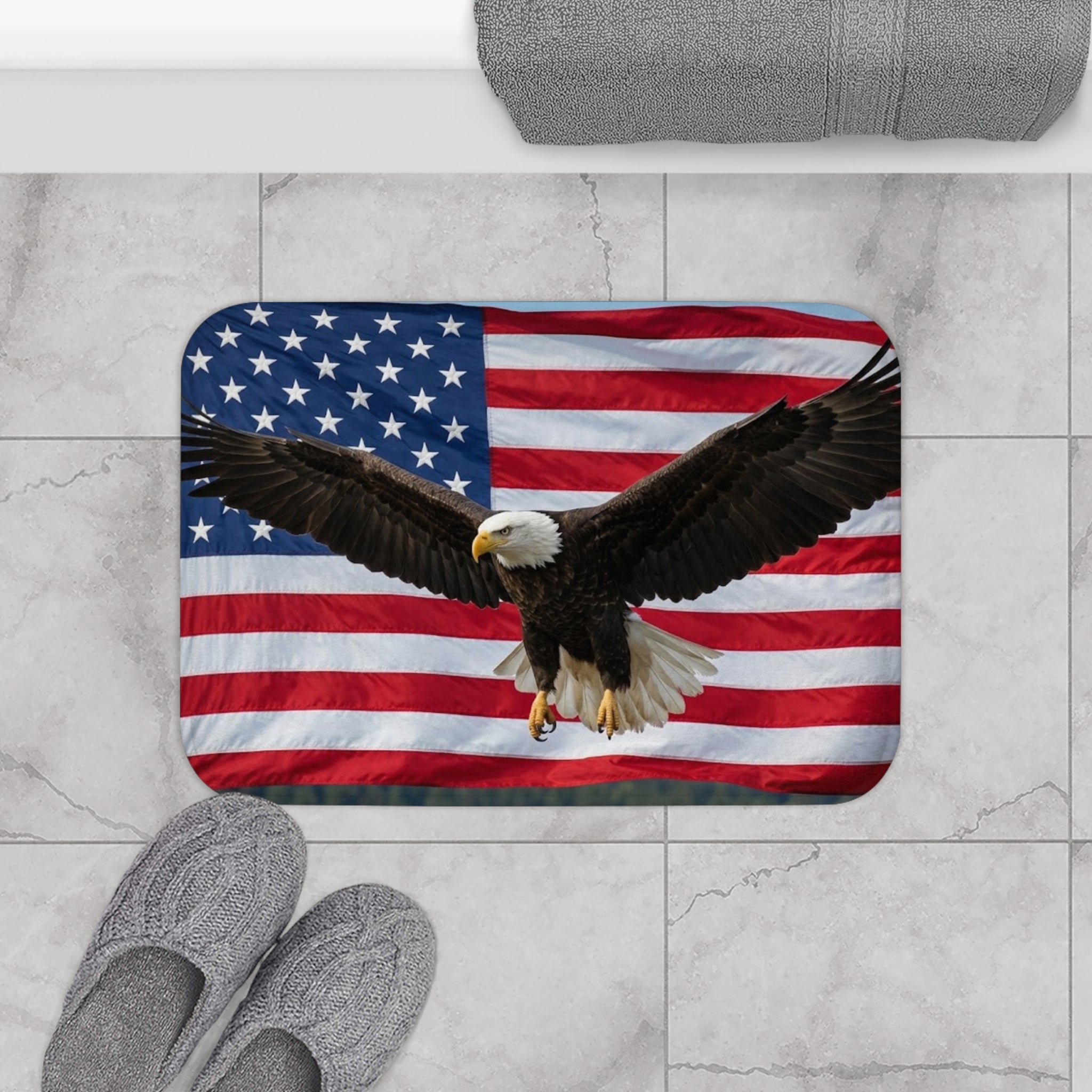Flying Eagle American Flag -Bath Mat