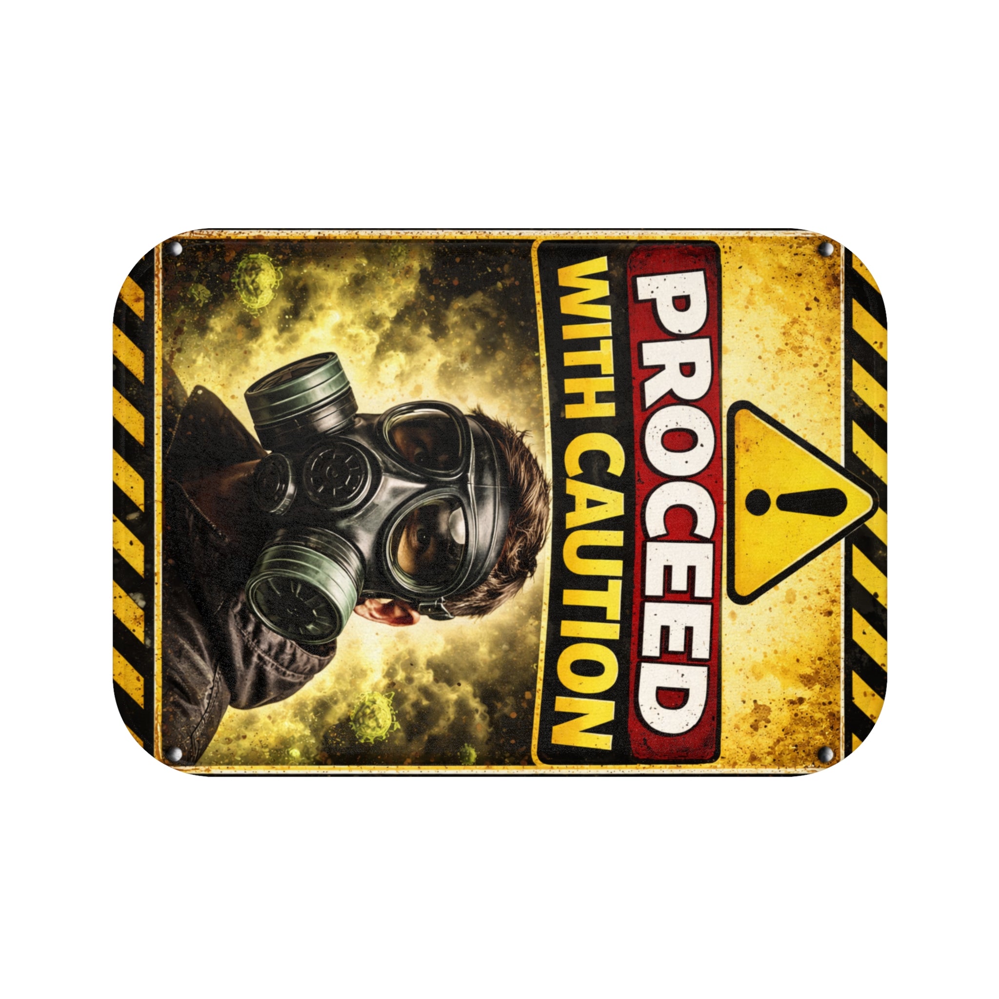 Gas Mask Caution-Bath Mat