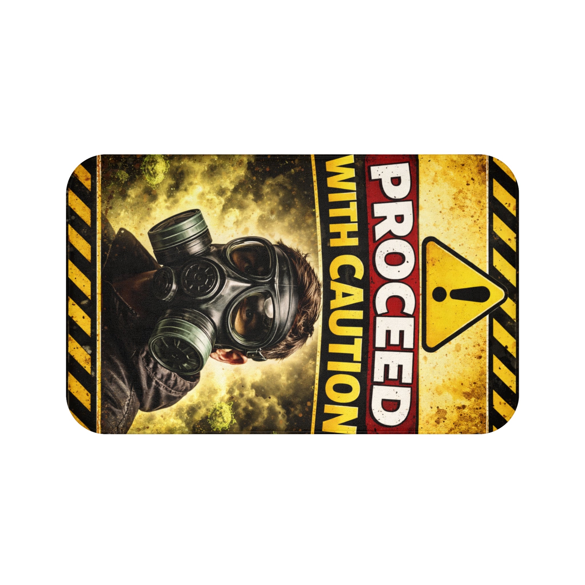 Gas Mask Caution-Bath Mat
