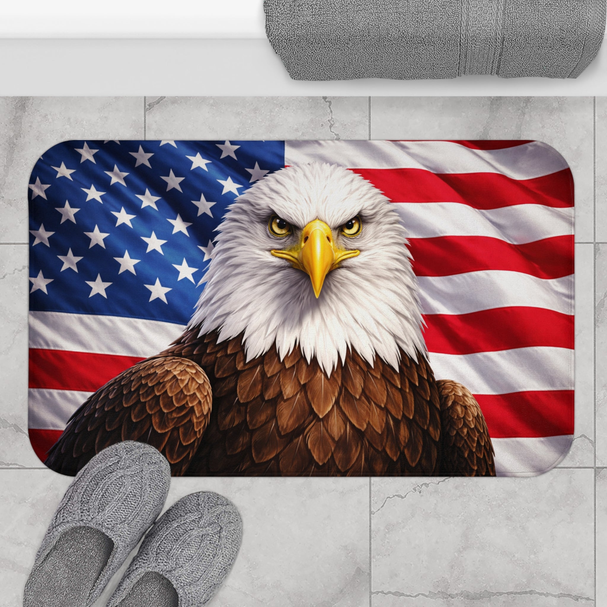 Patriotic Bald Eagle -Bath Mat