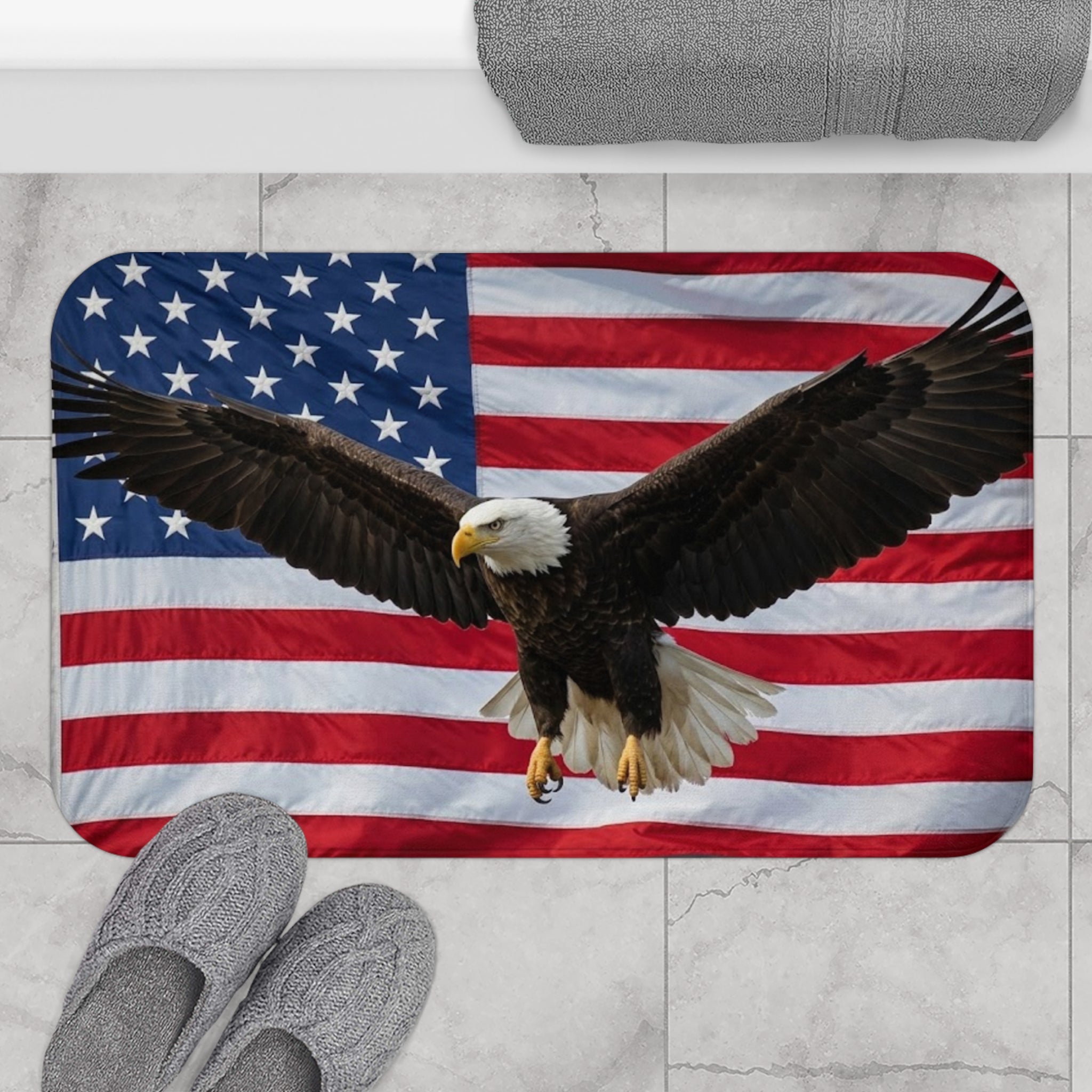 Flying Eagle American Flag -Bath Mat