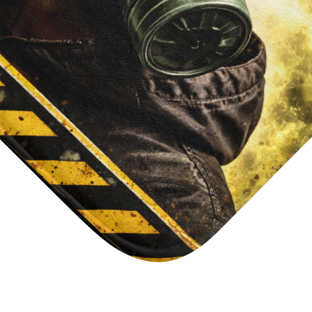 Gas Mask Caution-Bath Mat