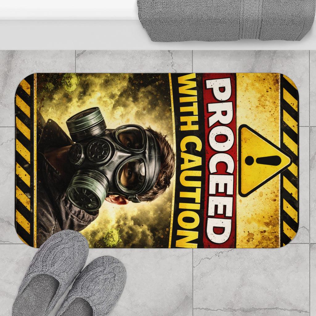 Gas Mask Caution-Bath Mat