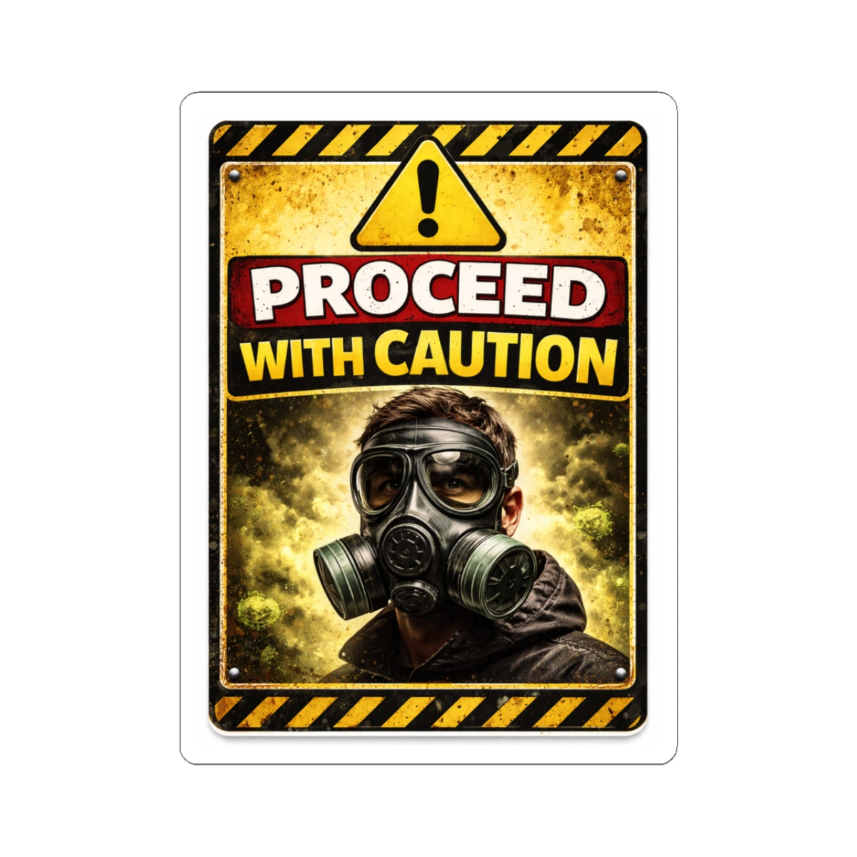 Gas Mask Caution -Sticker